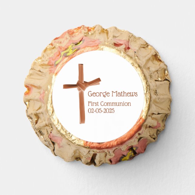 Palm Cross Personalized Reese's Peanut Butter Cups (Front)