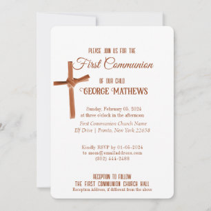 Palm Cross Personalized Religious Event Invitation