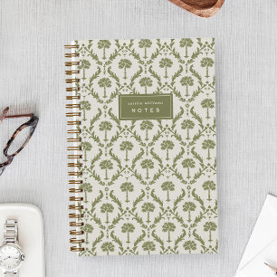 Palm Damask Personalized Notebook Heritage Olive