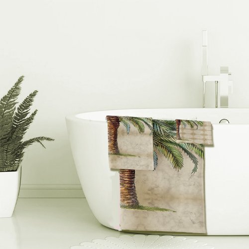 Palm Date Tree Vintage Tropical Summer Elegant  Bath Towel Set