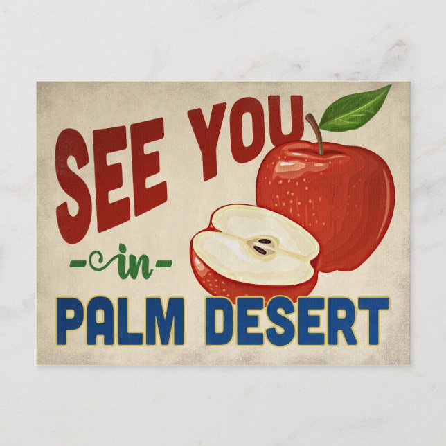 Palm Desert California Apple - Vintage Travel Postcard (Front)