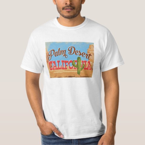 Palm Desert California Cartoon Desert Retro Travel T_Shirt