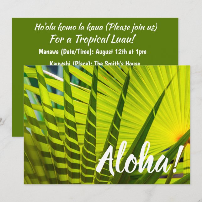 Palm Fan, Kilauea, Kauai, Hawaii Invitation (Front/Back)