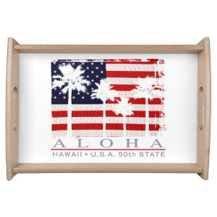Palm Flag Hawaii Aloha Serving Tray