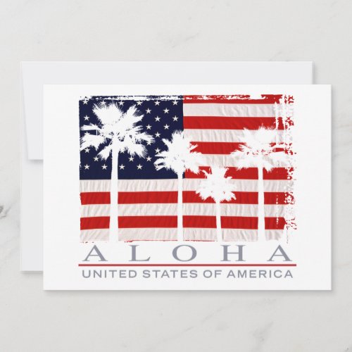 Palm Flag USA Aloha Party Invitations