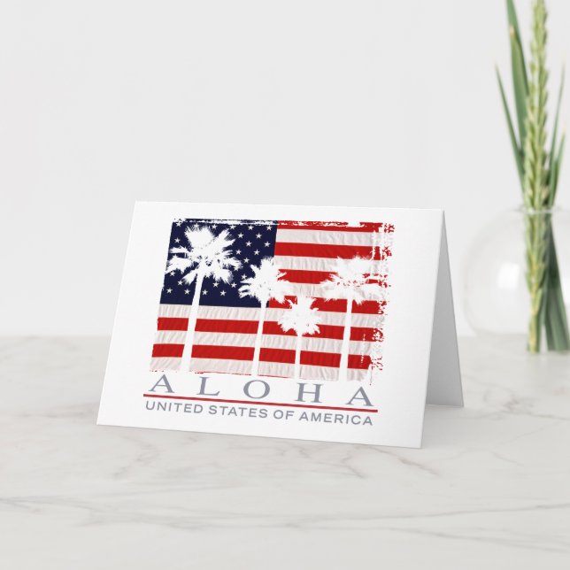 Palm Flag USA Independence Day Greeting Cards (Front)