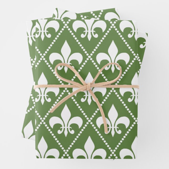 Palm Fleur de Lis Wrapping Paper Sheets (In situ)