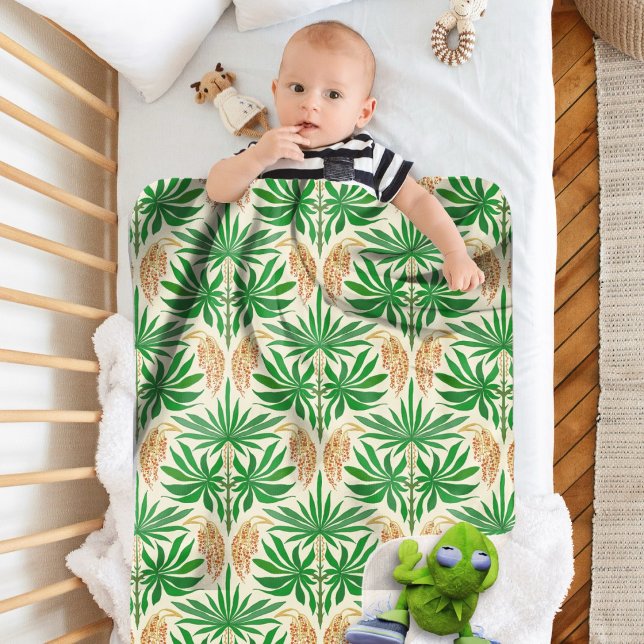 Palm Flowers Tropical Pattern Sherpa Blanket (Creator Uploaded)