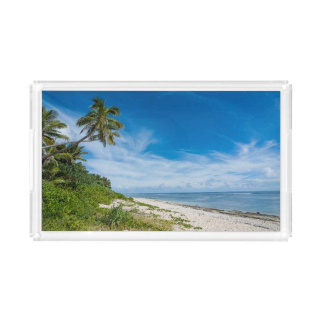 Palm Fringed Kolovai Beach Acrylic Tray (Front)