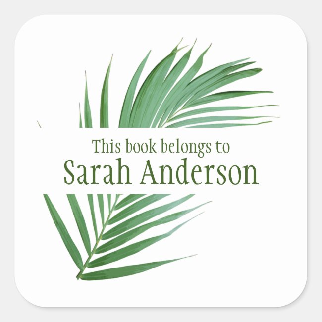 Palm Frond Design Bookplate Sticker