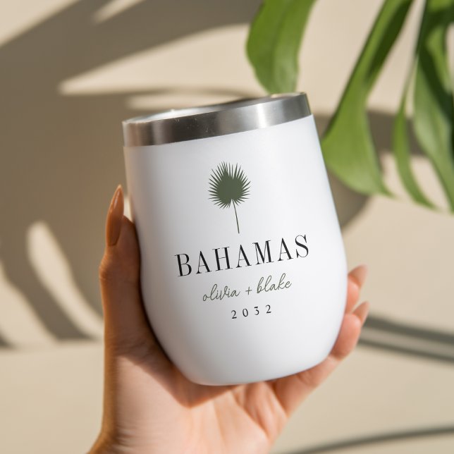 Palm Frond Destination Wedding Favor Thermal Wine Tumbler (Creator Uploaded)