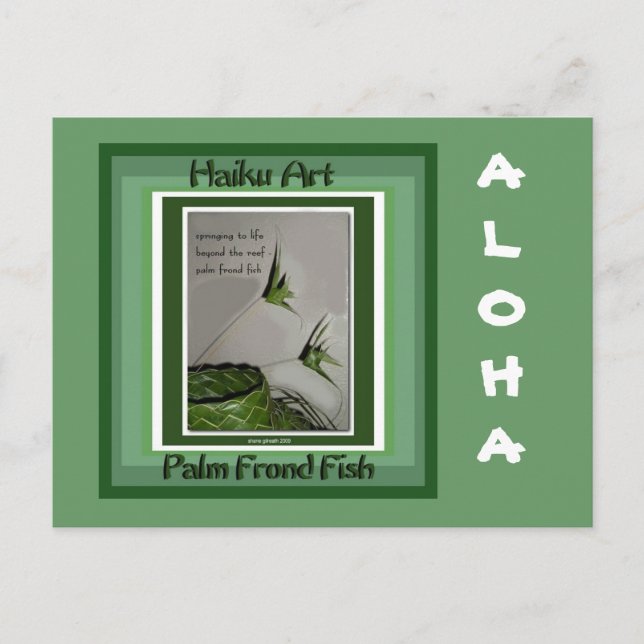 Palm Frond Fish Collectible Haiku Art Postcard (Front)