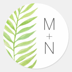 Palm Frond monogram wedding envelope seal 4190