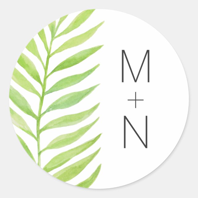 Palm Frond monogram wedding envelope seal 4190 (Front)