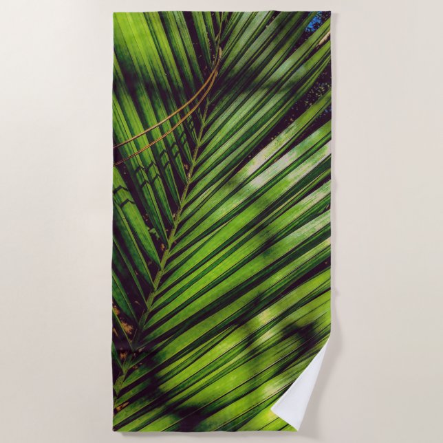 Palm Frond, Pine Needles and Shadows Beach Towel (Front)