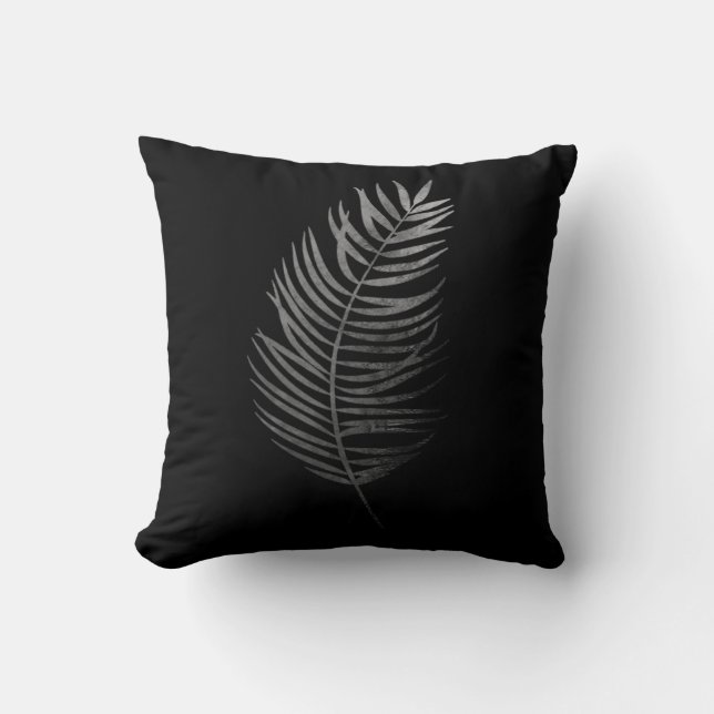 Palm Frond Silhouette Throw Pillow (Front)