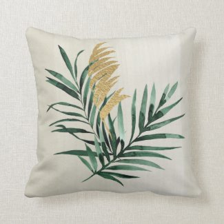 Palm Fronds Contemporary Throw Pillow