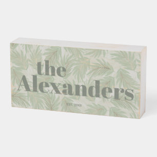 Palm Fronds Custom Family Wooden Box Sign