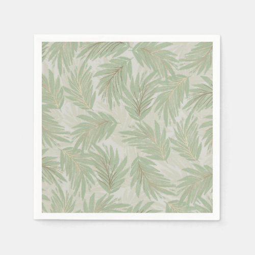 Palm Fronds Green Gold Napkins
