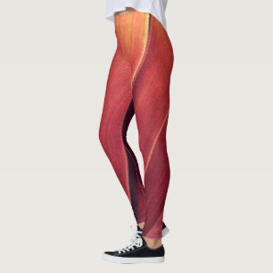 Palm Fronds in Rust and Gold Leggings
