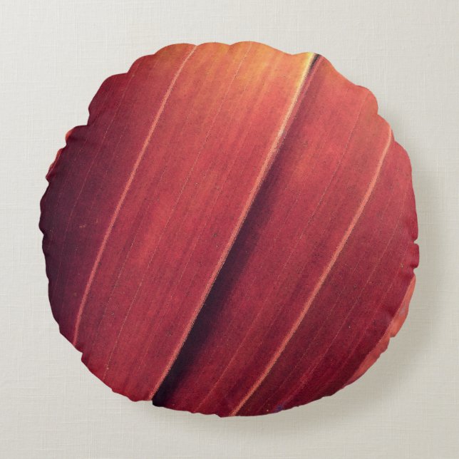 Palm Fronds in Rust and Gold Round Pillow (Front)