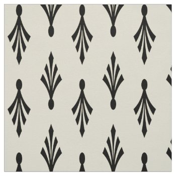 Palm Fronds Pattern Black On Ecru Fabric by shotwellphoto at Zazzle