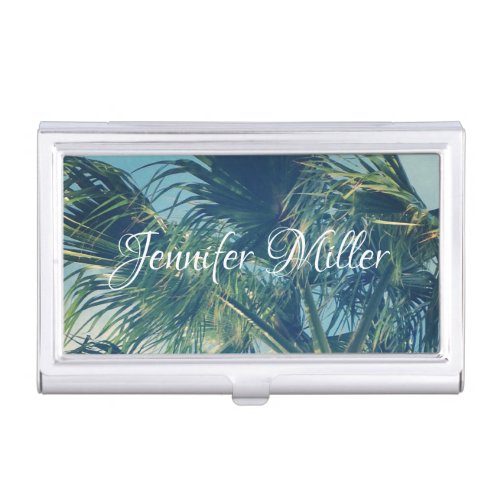 Palm Fronds Photo Travel Business Card Case