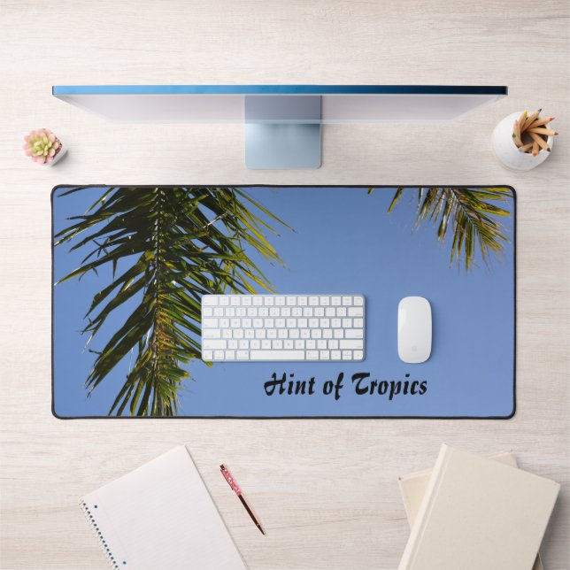 Palm Fronds Tropical Sky Blue Photographic Desk Mat (Office 1)