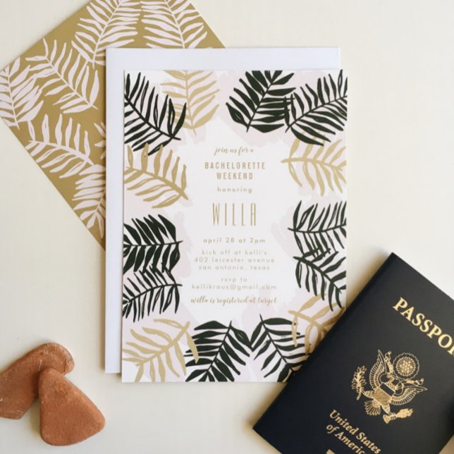 Palm Getaway Tropical Bachelorette Party Invitation (Creator Uploaded)