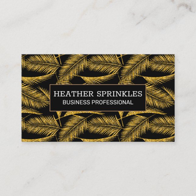 Palm Gold Leaves | Natural Business Card (Front)