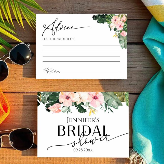 Palm Hibiscus Tropical Bridal Shower Advice Card (Creator Uploaded)