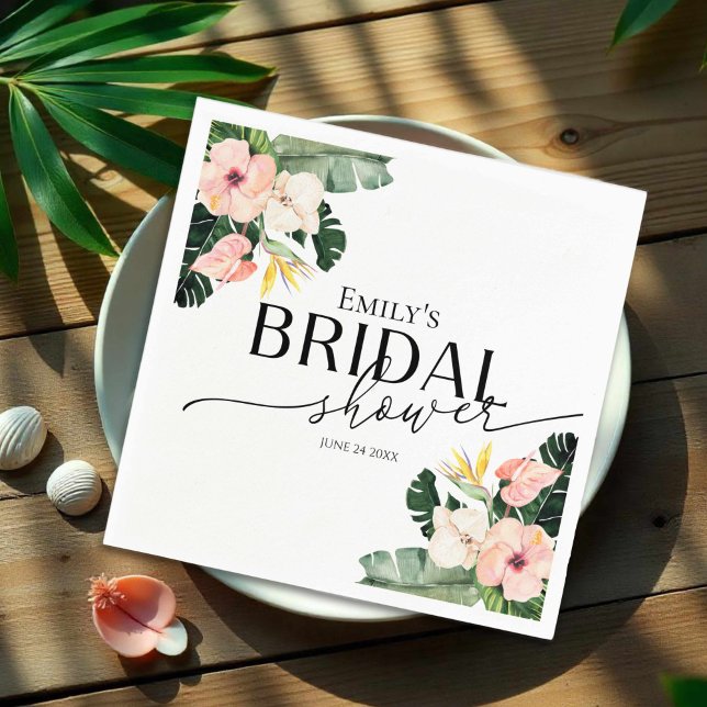 Palm Hibiscus Tropical Bridal Shower Napkins (Creator Uploaded)