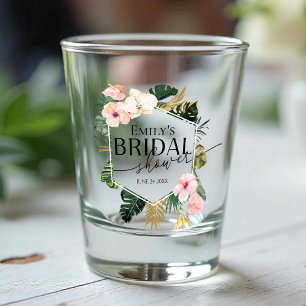 Palm Hibiscus Tropical Floral Bridal Shower Shot Glass