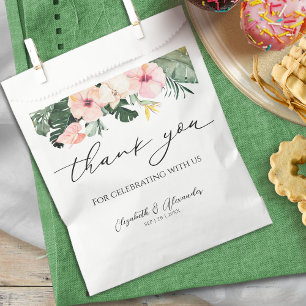 Palm Hibiscus Tropical   Thank You Wedding Favor Bag