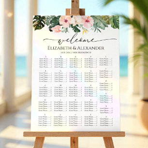 Palm Hibiscus Tropical Wedding Seating Charts Foam Board
