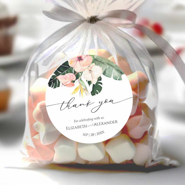Palm Hibiscus Tropical Wedding thank you Sticker (Creator Uploaded)