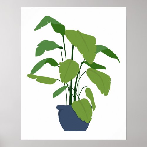 Palm Houseplant in Mediterranean Blue Plant Pot Poster