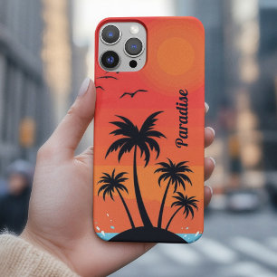 Palm Island under Red Sky iPhone 15 Pro Case