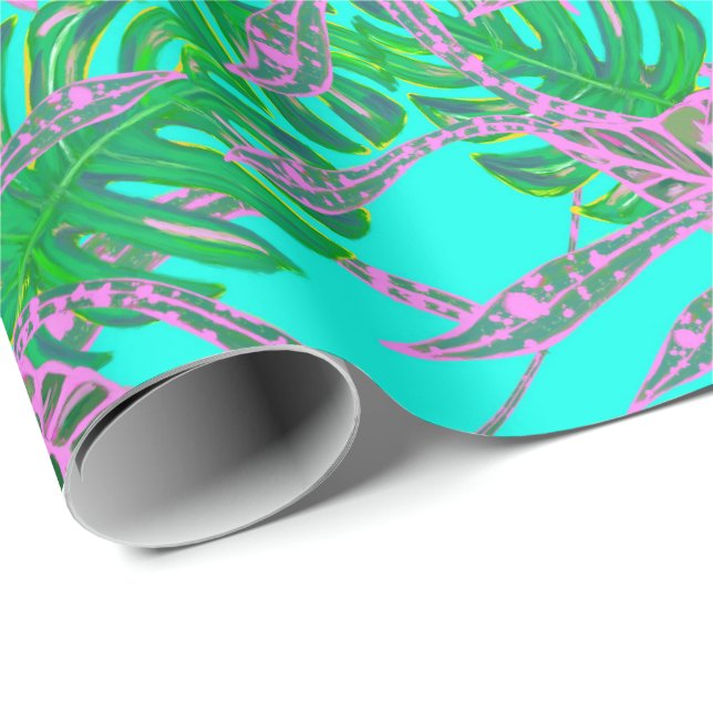 Palm leaf and coleus tropical ice wrapping paper (Roll Corner)