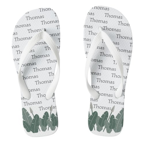 Palm Leaf and Spears Personalized Flip Flops