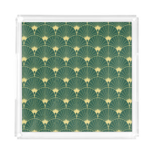 Palm leaf: art deco pattern. acrylic tray