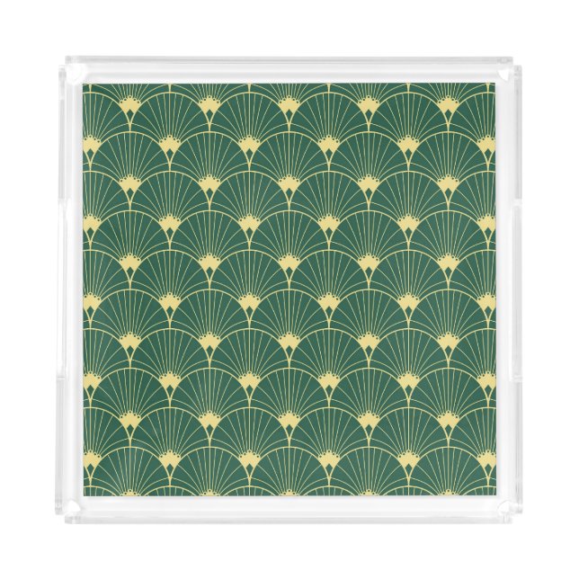 Palm leaf: art deco pattern. acrylic tray (Front)