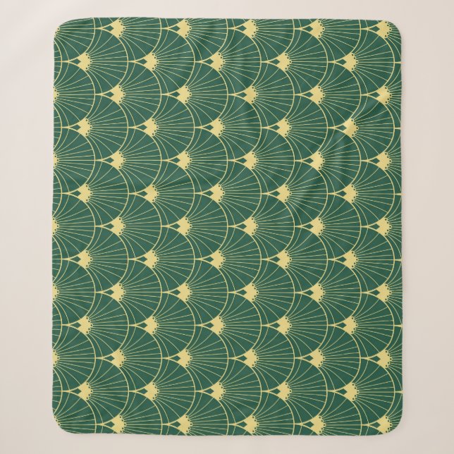 Palm leaf: art deco pattern. sherpa blanket (Front)