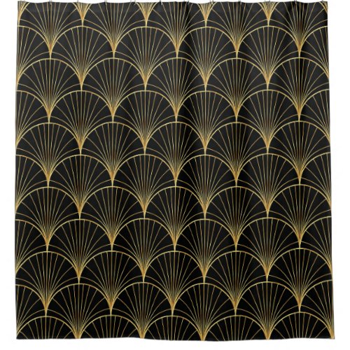 Palm Leaf Art Deco Pattern Shower Curtain