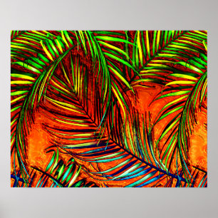 Palm Leaf Art Jungle Fire Edit Poster