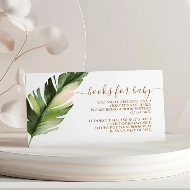 Palm Leaf Baby Shower Book for Baby Enclosure Card (Creator Uploaded)