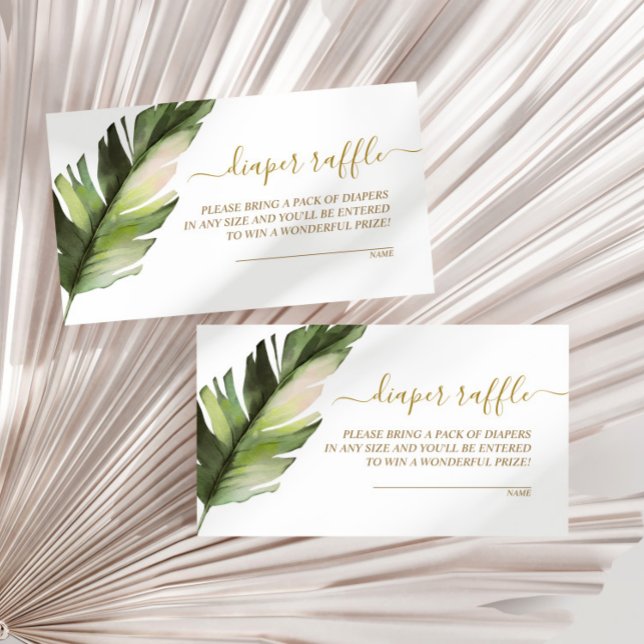 Palm Leaf Baby Shower Diaper Raffle Enclosure Card (Creator Uploaded)