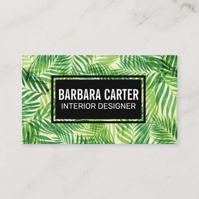 Palm Leaf Background Business Card (Front)