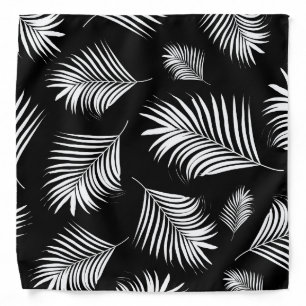 Palm Leaf Black White Tropical Pattern Bandana