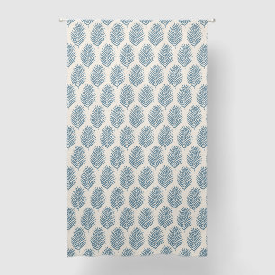 Palm Leaf Blue And Cream Blackout Curtains